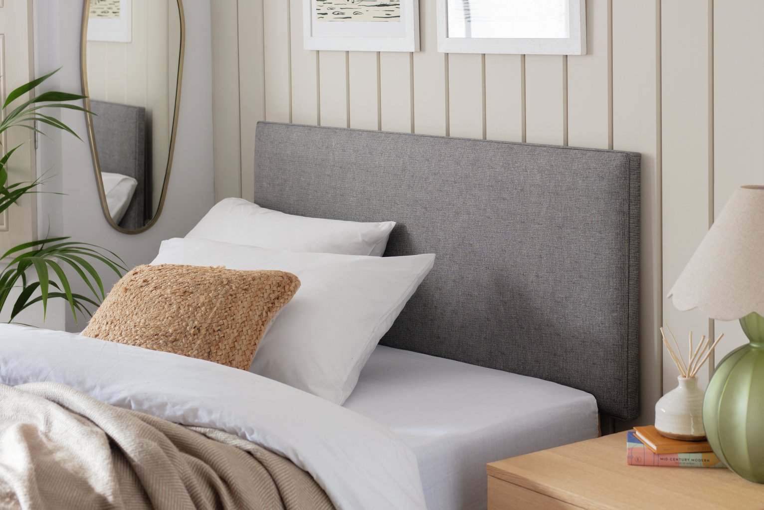 Argos Home Elmdon Fabric Double Headboard - Grey