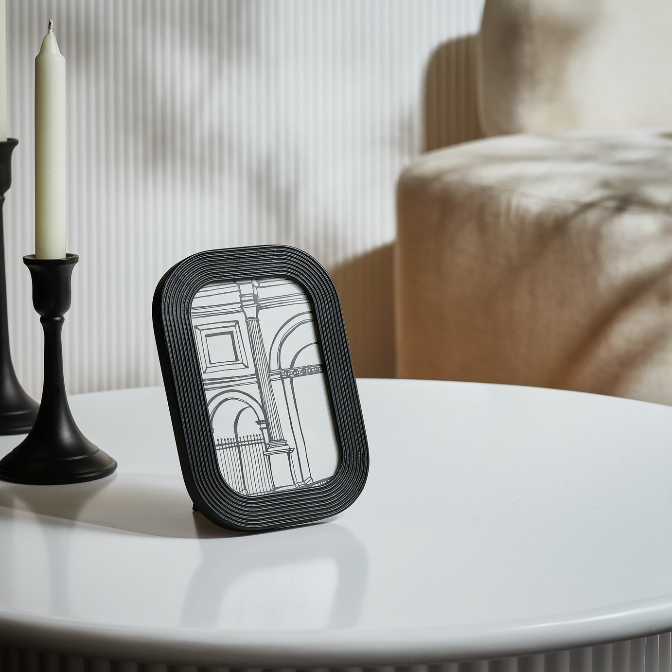 Habitat Black Ribbed Wooden Picture Frame - 4x6"