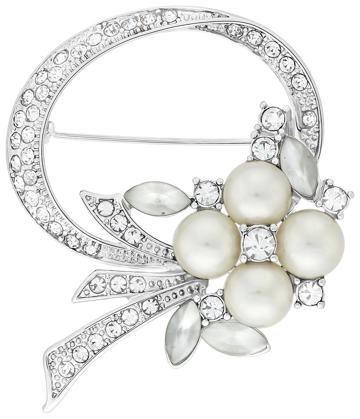 Jon Richard Open Bouquet Pearl and Crystal Brooch