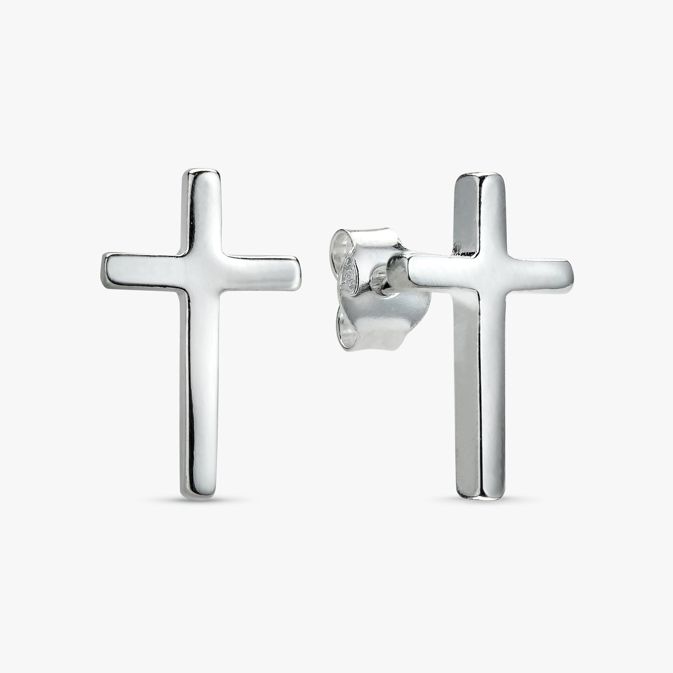 Revere Sterling Silver Cross Stud Earrings 
