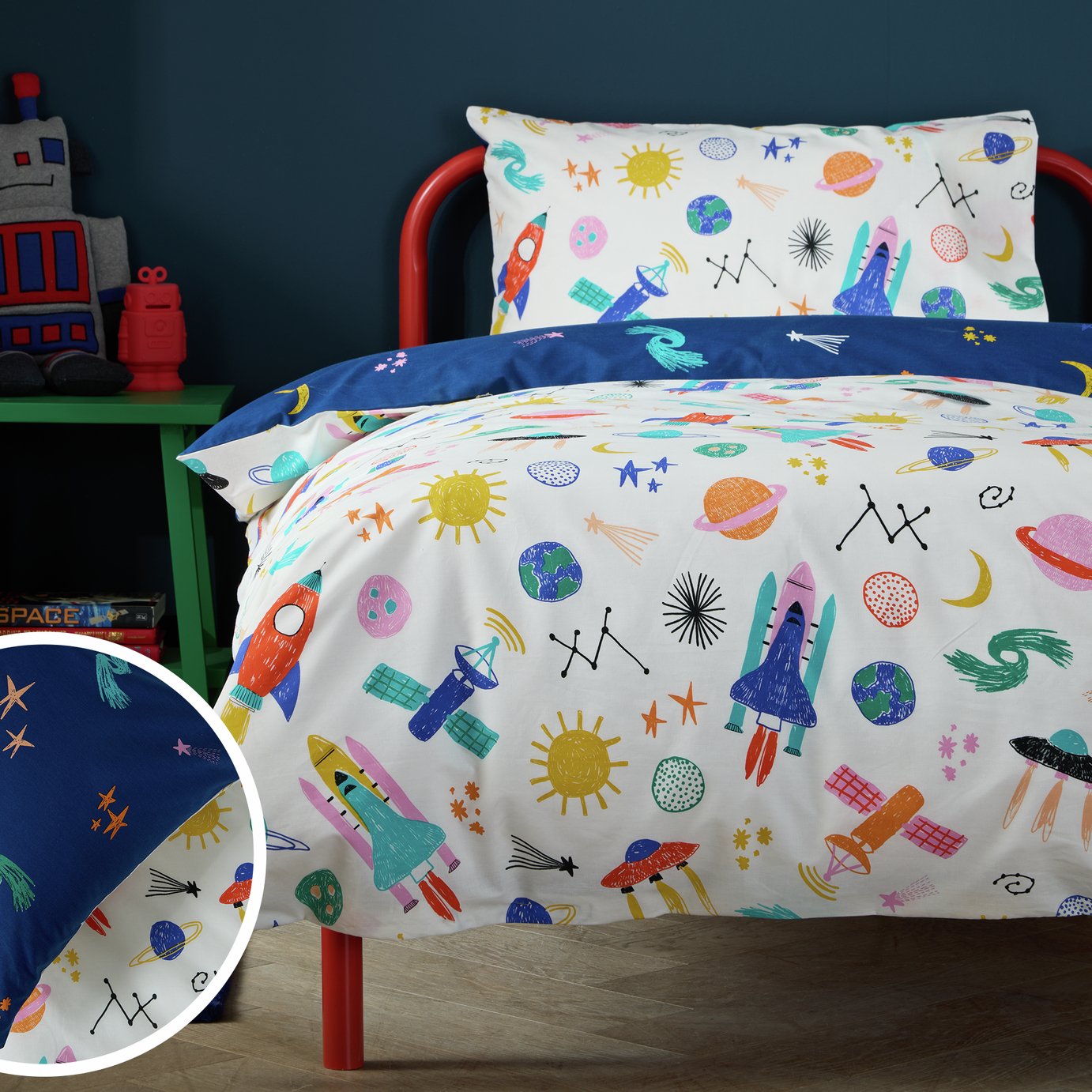 Argos Home Space Glow in the Dark Kids Bedding Set - Single
