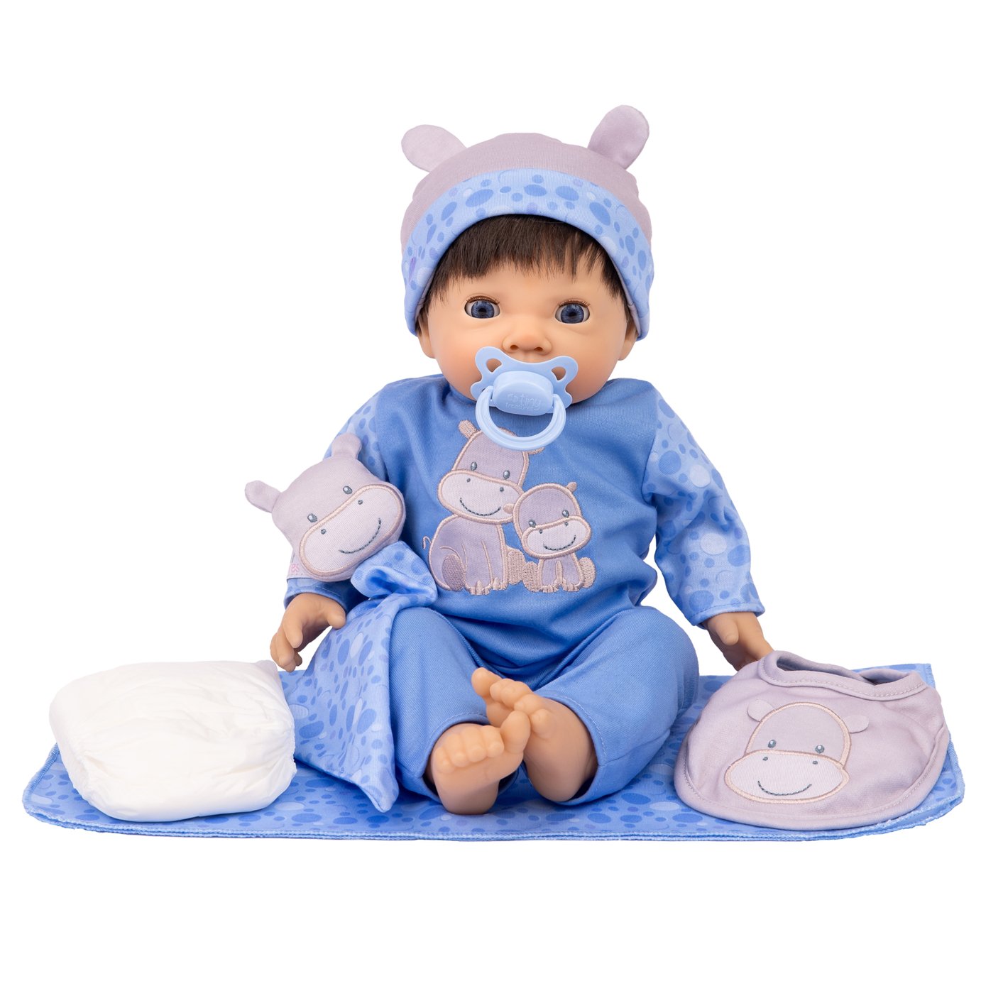 Tiny Treasures 44cm Little Hippo Baby Doll Gift Set 