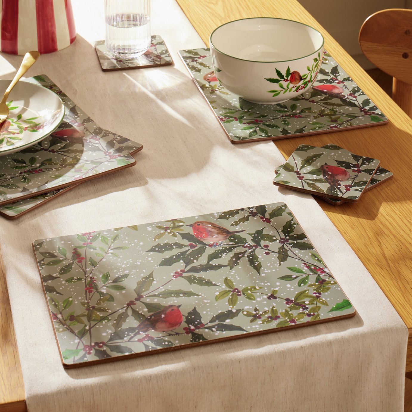 'Argos Home Robin Corkback Set of 4 Placemats & Coasters Set