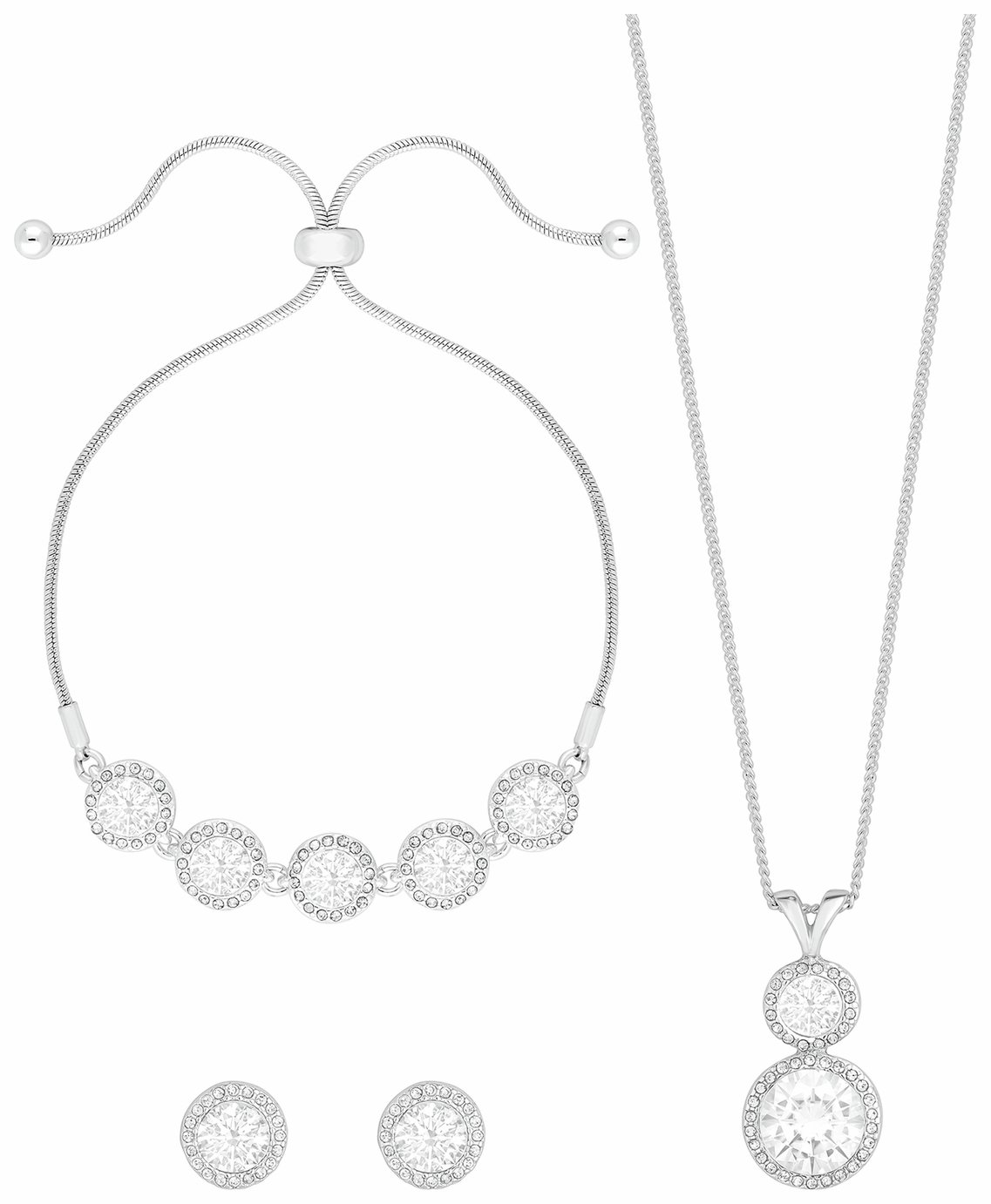 Jon Richard Cubic Zirconia Halo Solitaire Jewellery Set