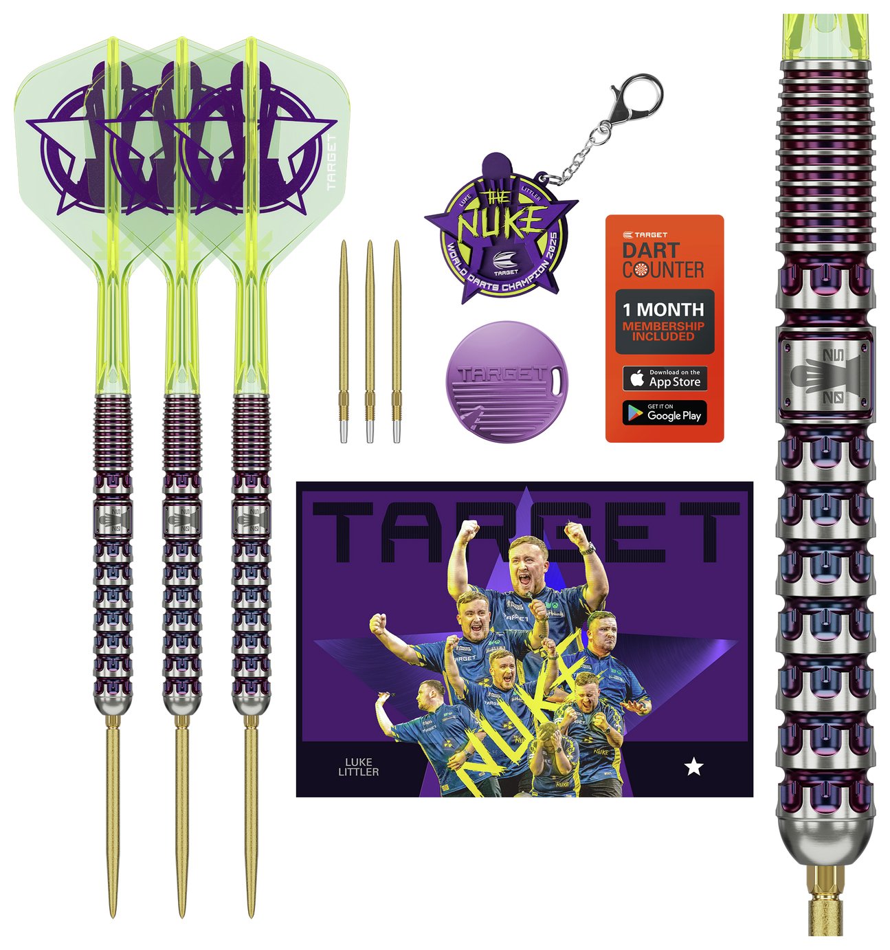 Target Luke Littler World Champion 23g 90% Tungsten Dart Set