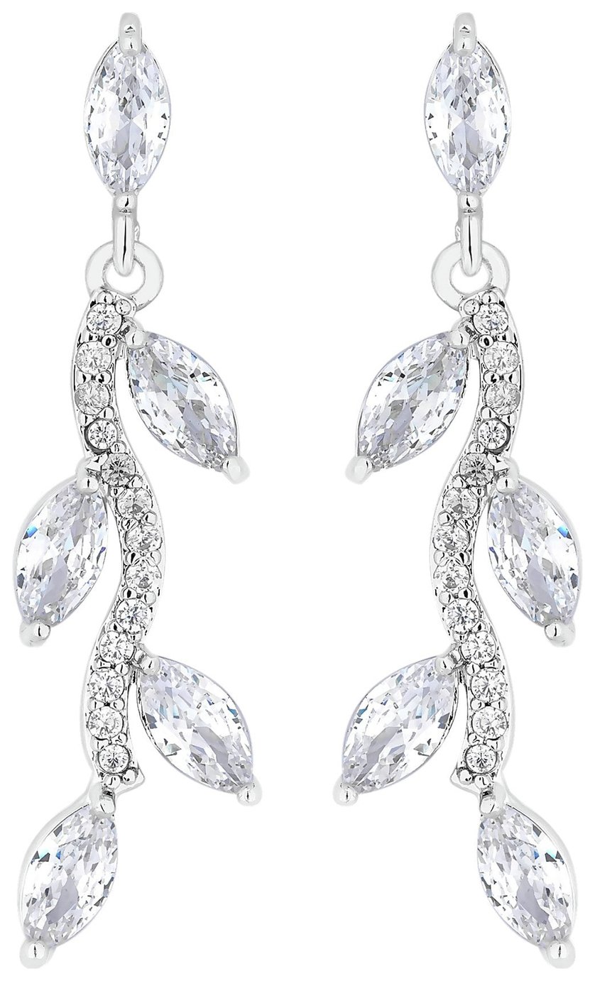 Jon Richard Cubic Zirconia Crystal Leaf Drop Earrings