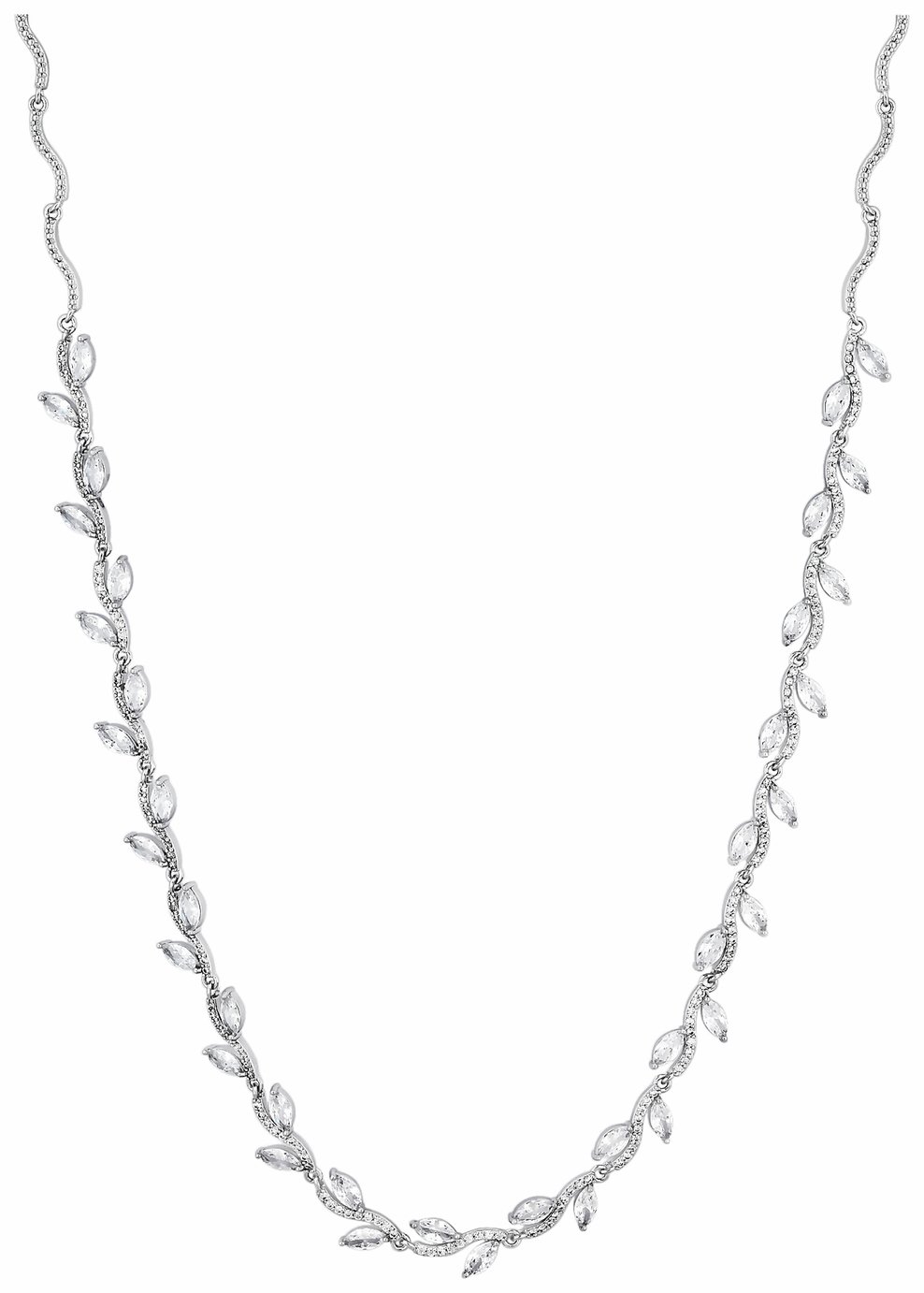 Jon Richard Cubic Zirconia Pave Wave Leaf Necklace 