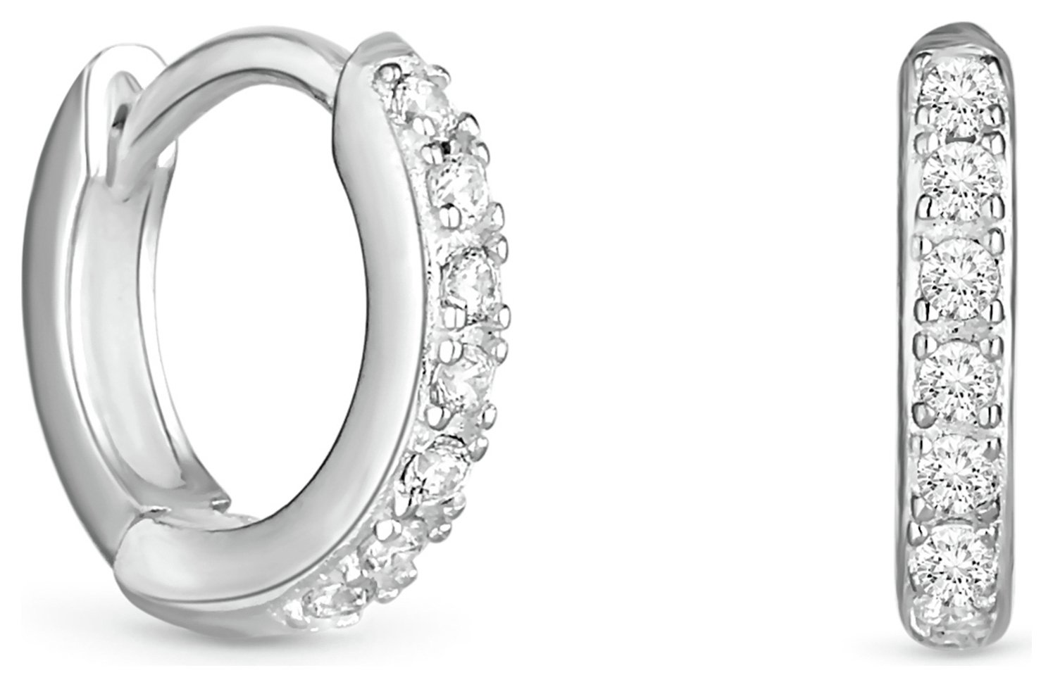 Simply Silver Cubic Zirconia 10mm Mini Hoop Earrings 