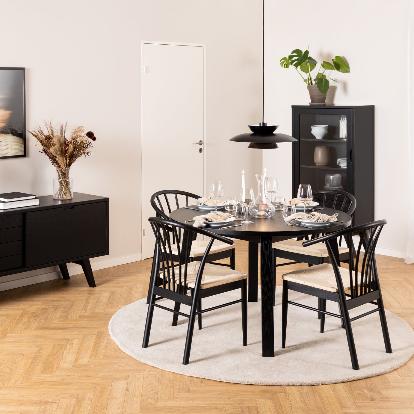 Furniture To Go Montreux Black Dining Table & 4 Black Chairs