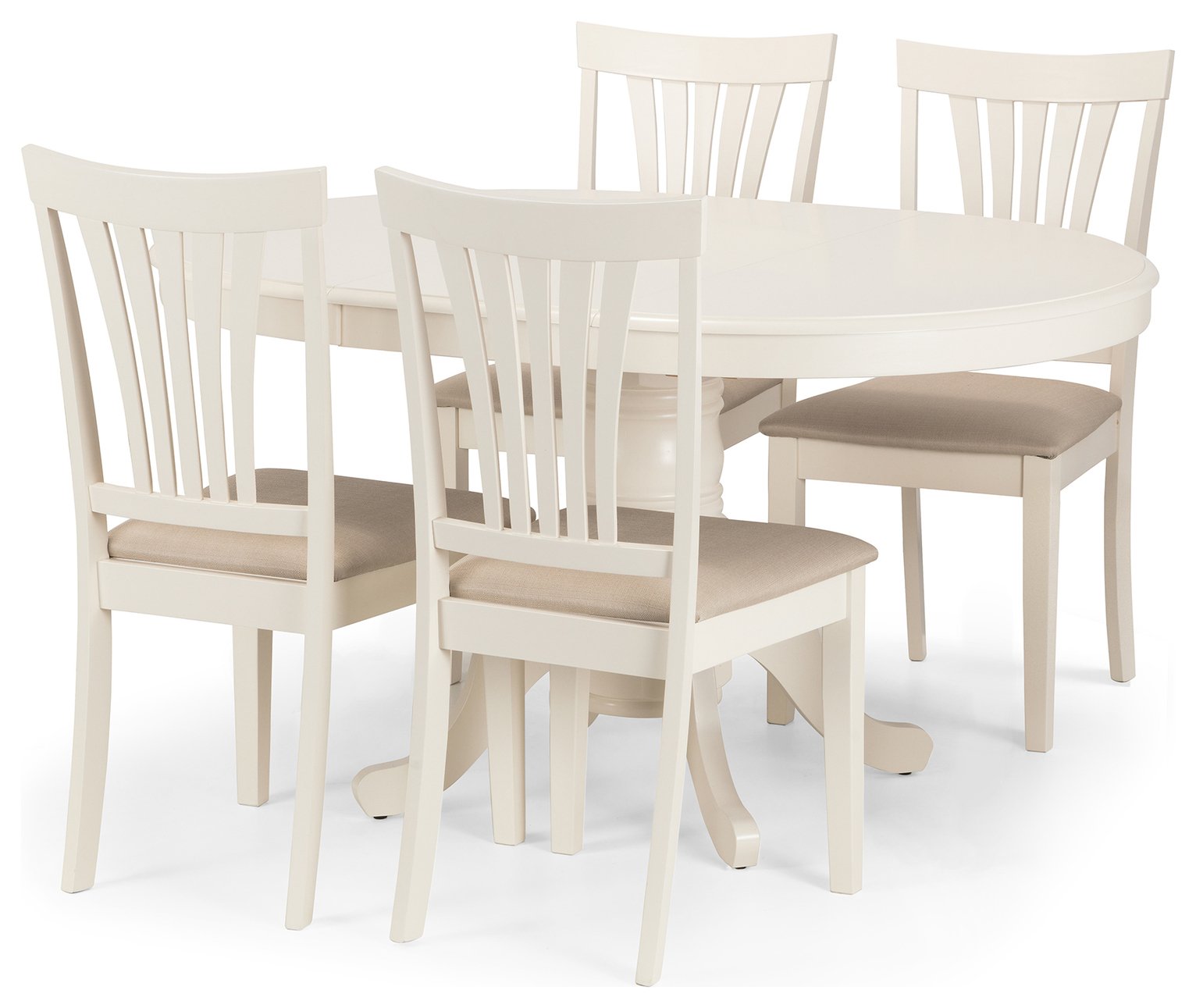 Julian Bowen Stanmore Extending Dining Table &4 Ivory Chairs