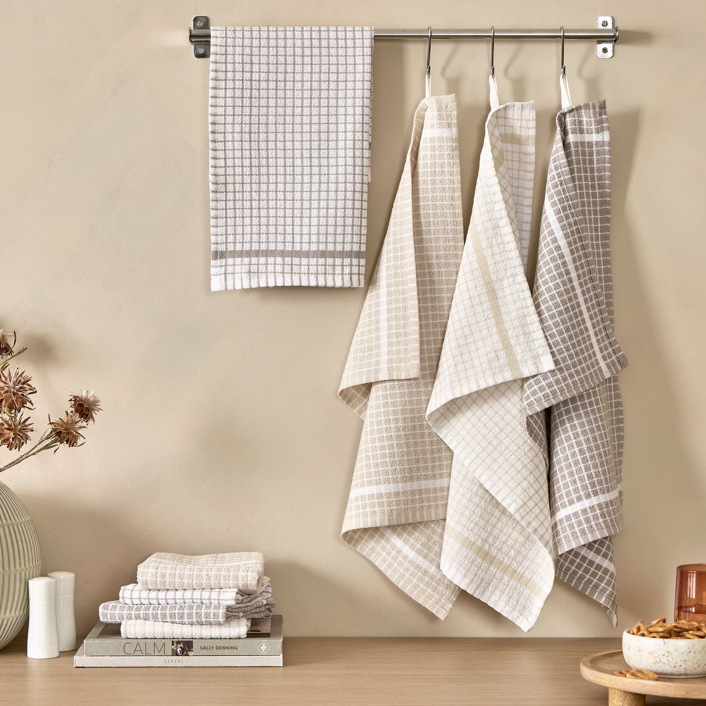 Argos Home Terry Pack of 8 Tea Towels - Neutral