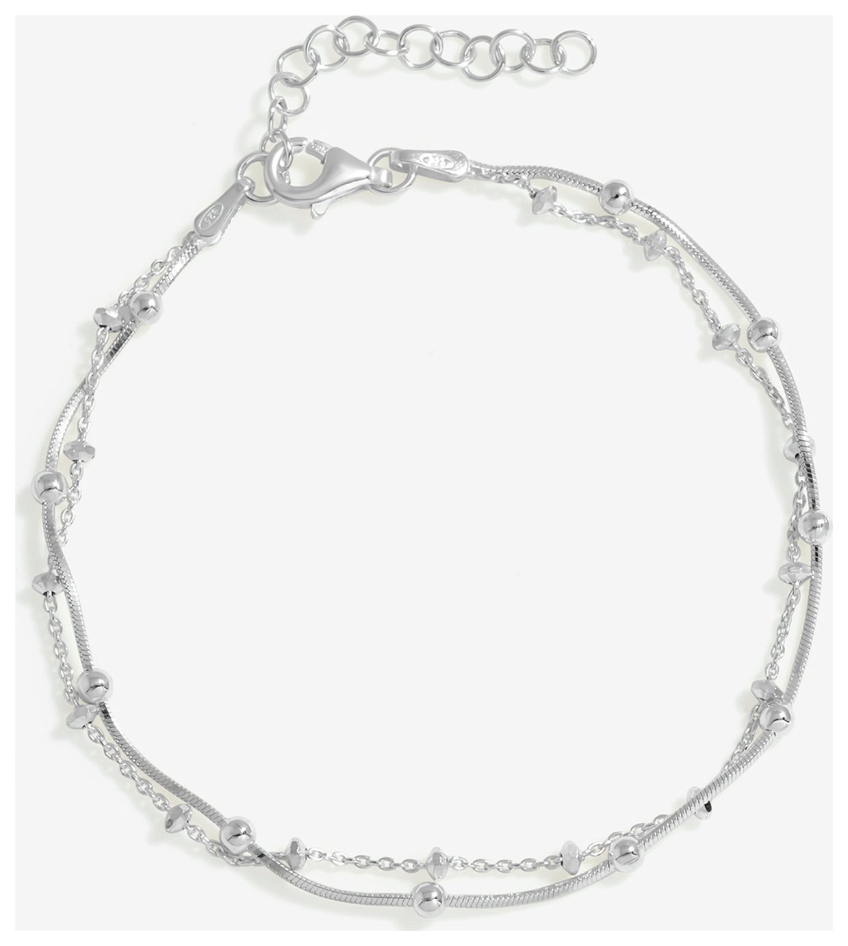 Buy Simply Silver Sterling Silver Double Row Ball Chain Bracelet