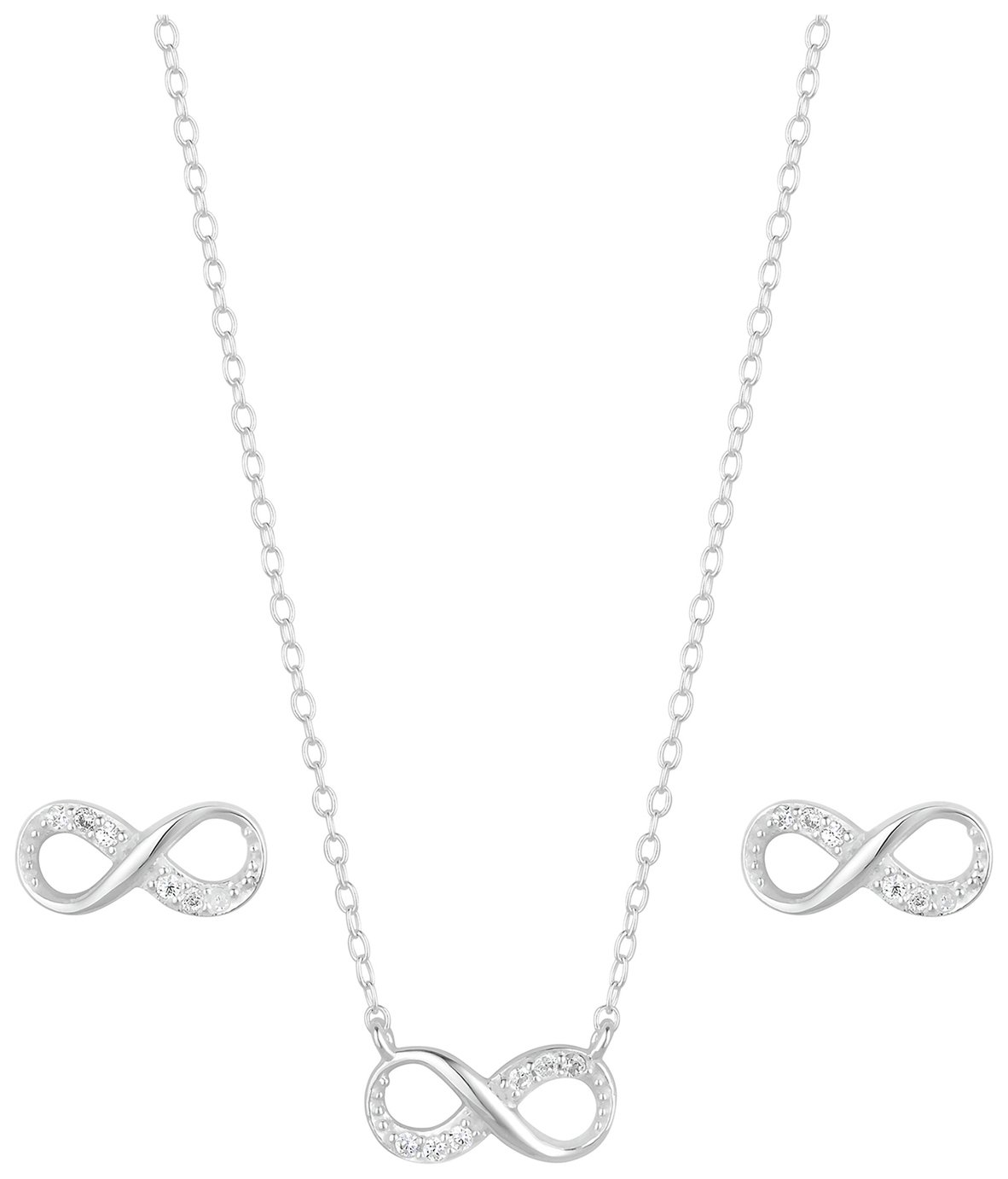 Simply Silver Sterling Silver Infinity Pendant & Earring Set