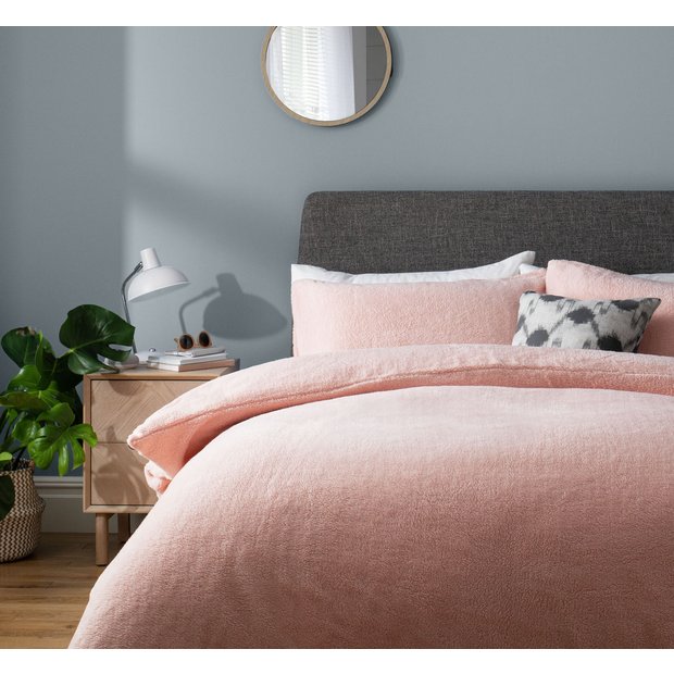 Buy Argos Home Fleece Plain Blush Bedding Set Single Duvet cover sets Argos