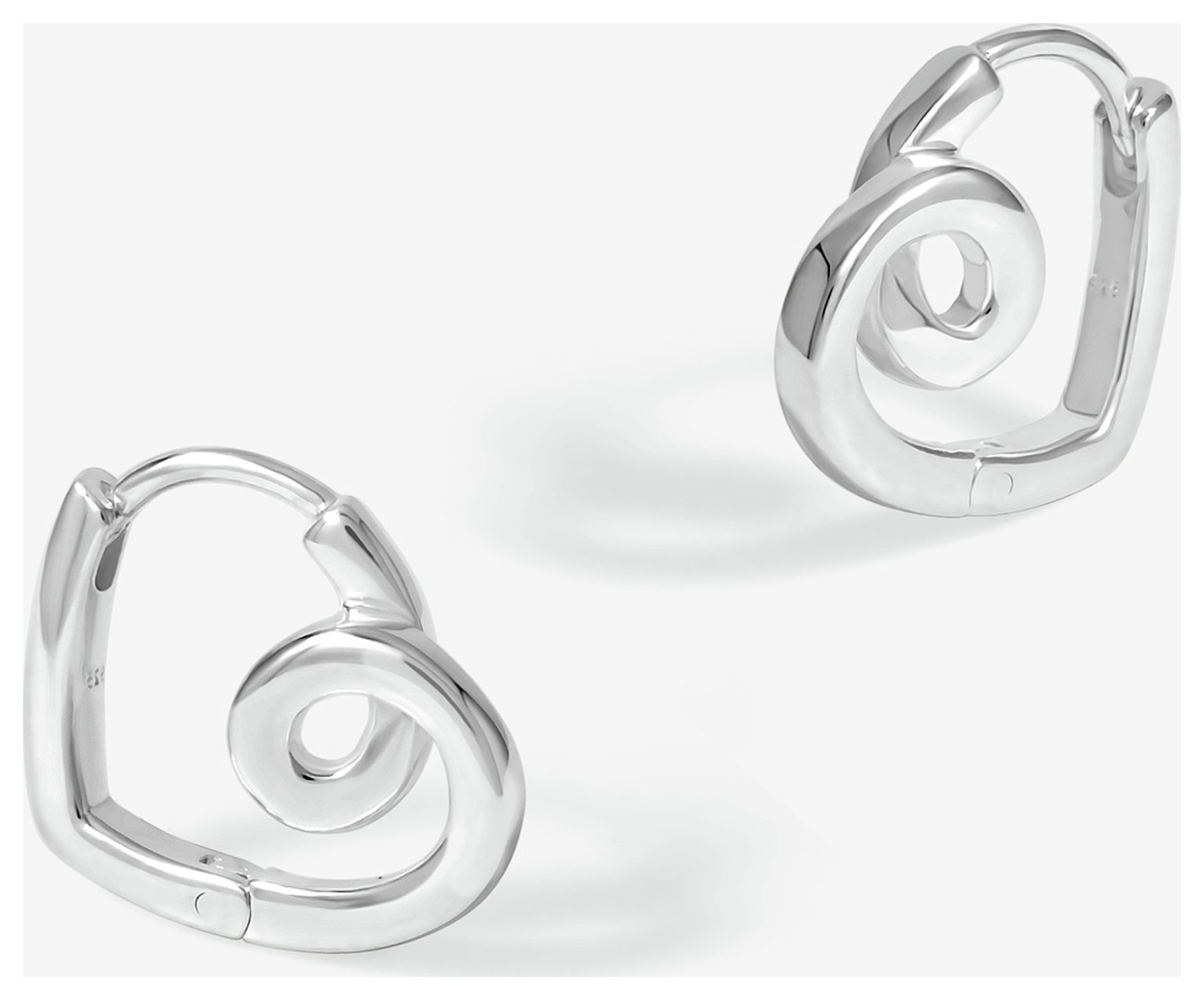 Simply Silver Sterling Silver Swirl Heart Hoop Earrings
