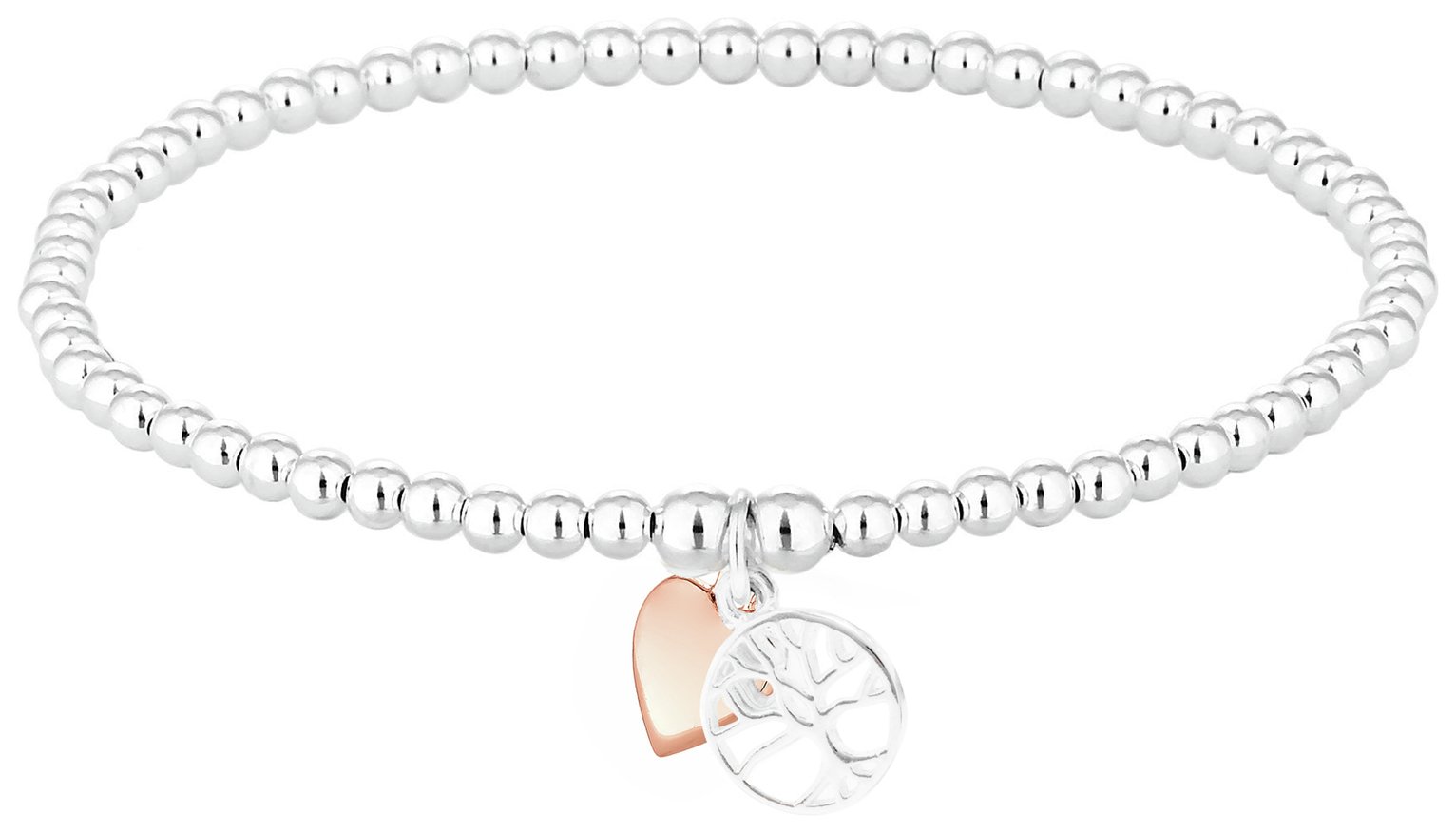 Simply Silver Sterling Silver Tree of Love & Heart Bracelet