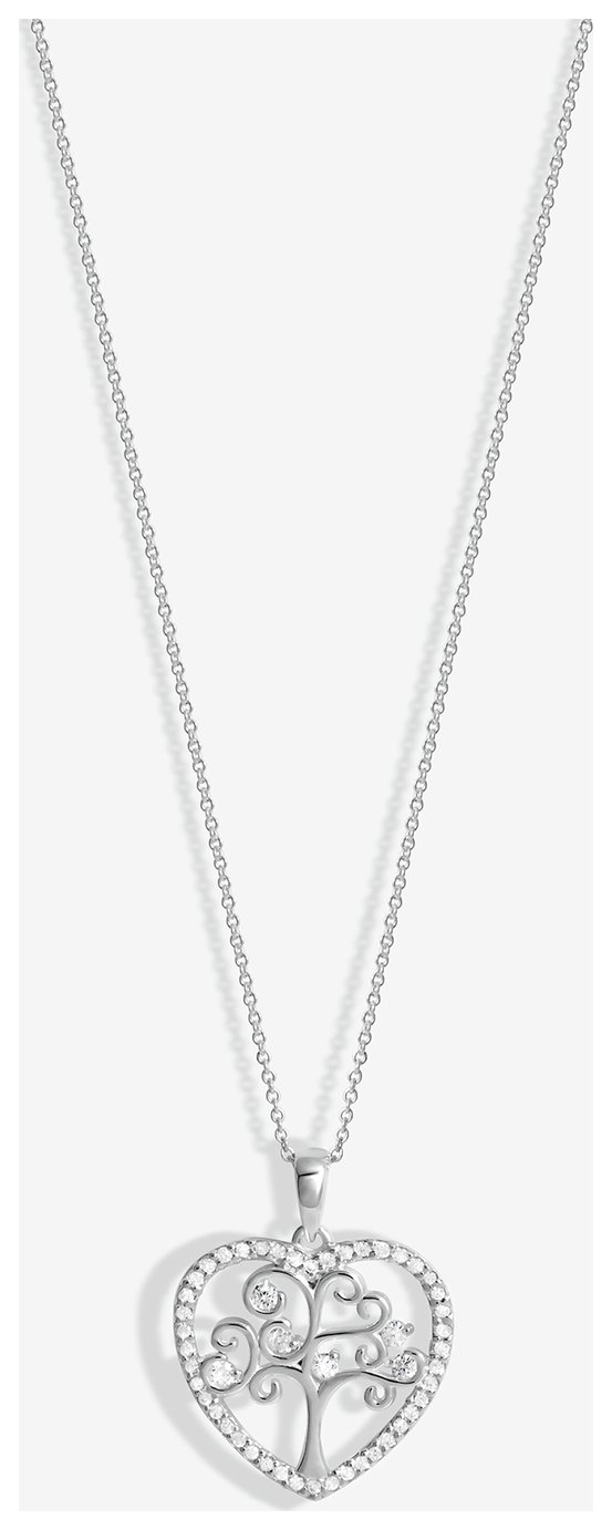 Simply Silver Tree of Love Heart Pendant Necklace
