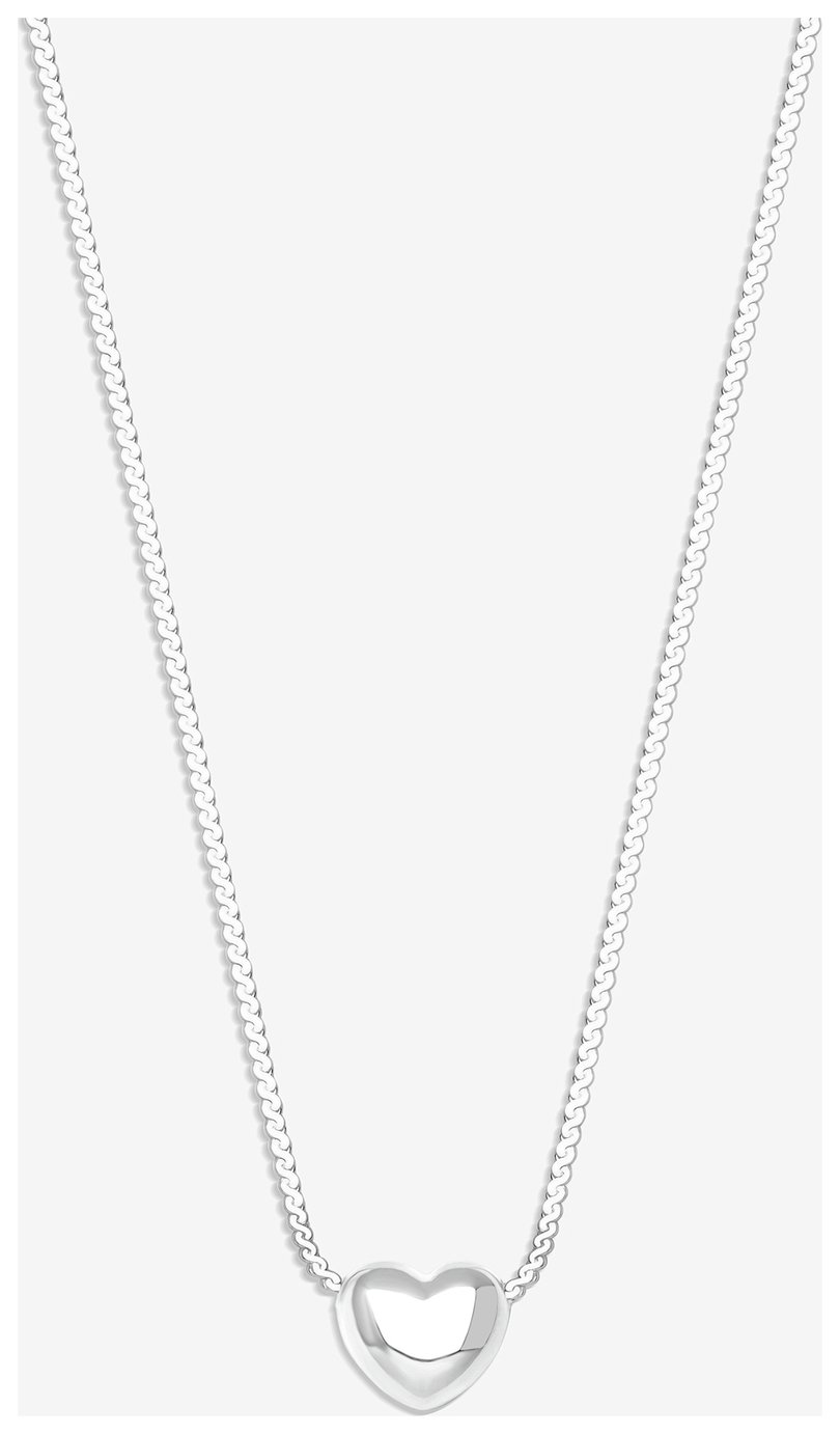 Simply Silver Puff Heart Threaded Chain Necklace 