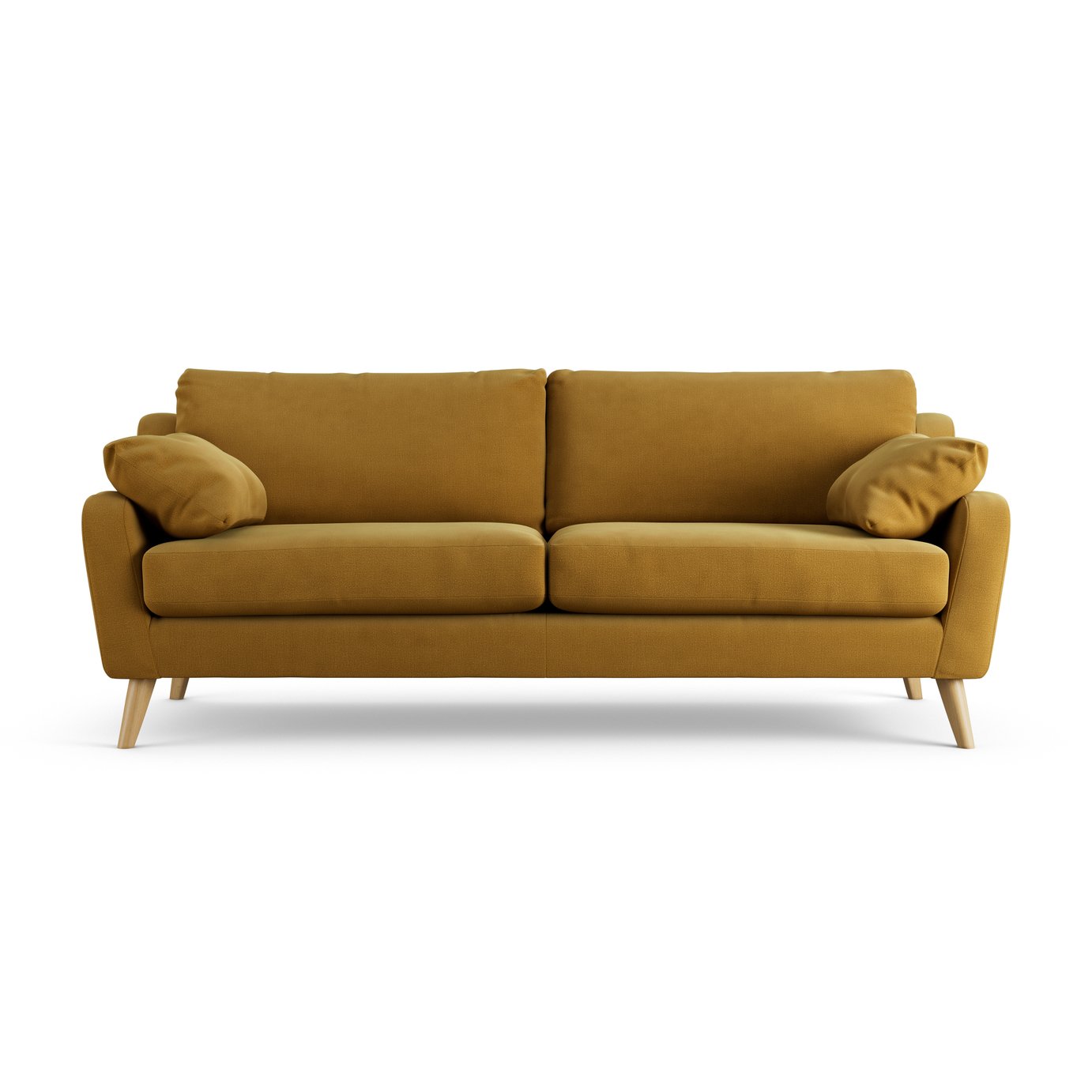 Habitat Ivor Fabric 4 Seater Sofa - Gold - Ash Leg