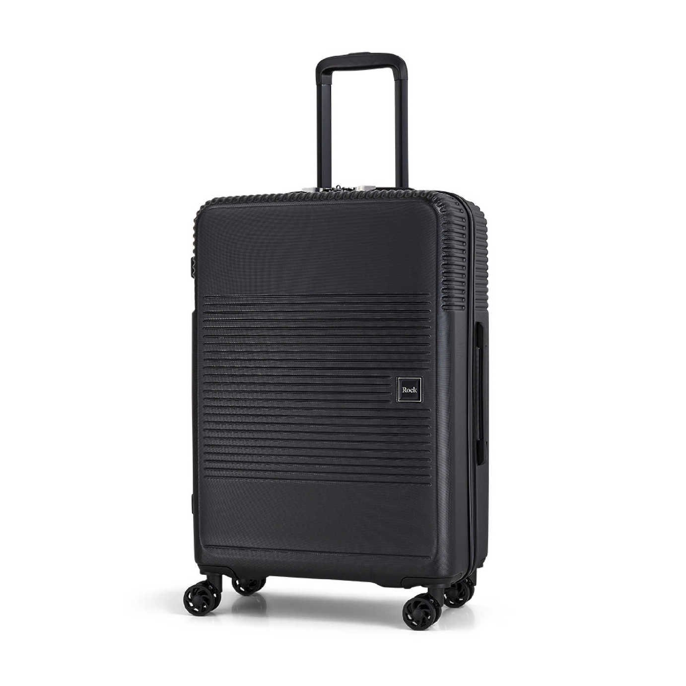 Rock 8 Wheel Hard Suitcase - Black