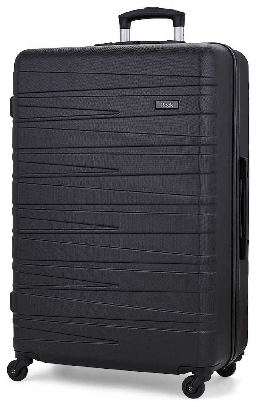 Rock 4 Wheel Hard Suitcase - Large, Black