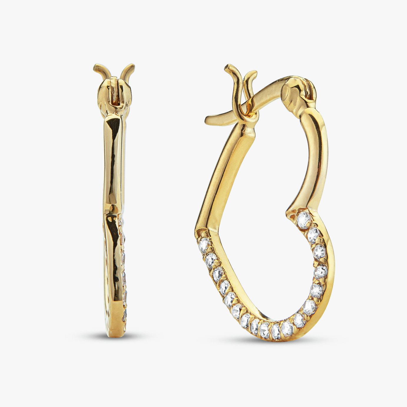 Revere Gold Plated Silver Open Heart Creole Hoop Earrings