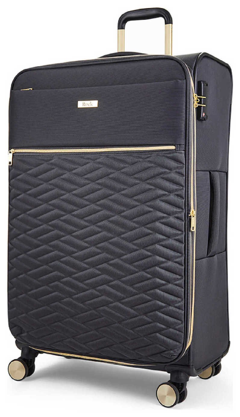 Rock Expandable 8 Wheel Soft Suitcase - Large, Charcoal