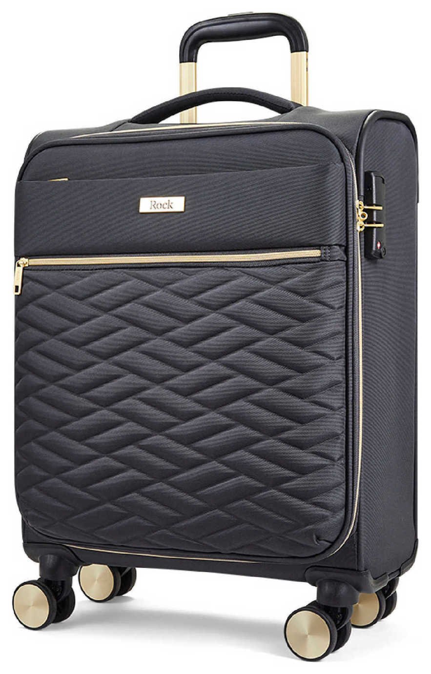 Rock Expandable 8 Wheel Soft Suitcase - Charcoal