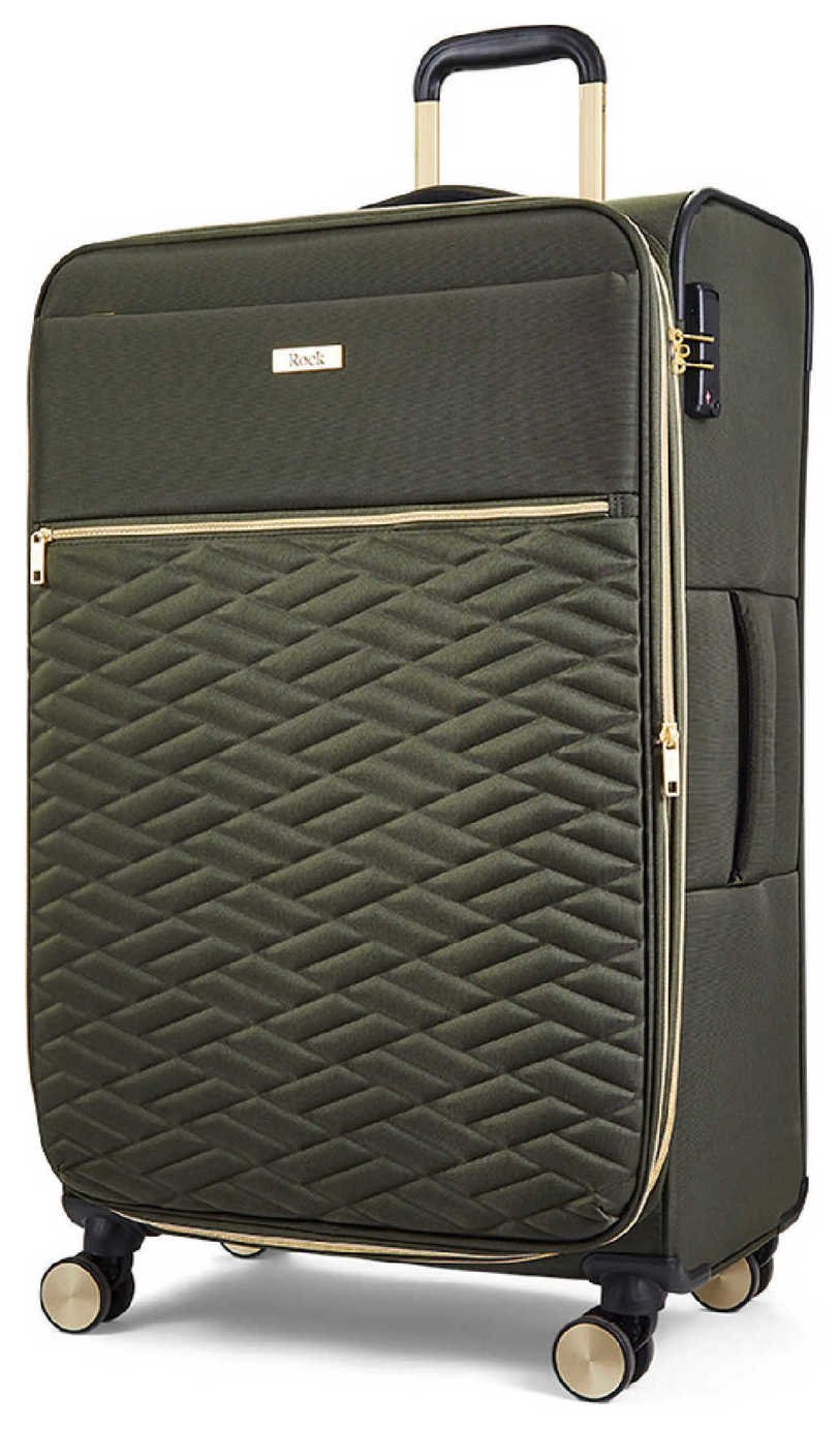 Rock Expandable 8 Wheel Soft Suitcase - Large, Khaki