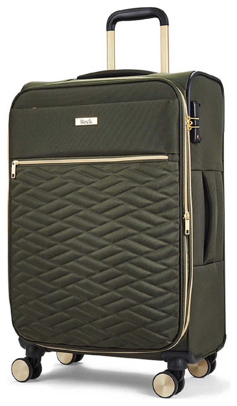 Rock Expandable 8 Wheel Soft Suitcase - Khaki