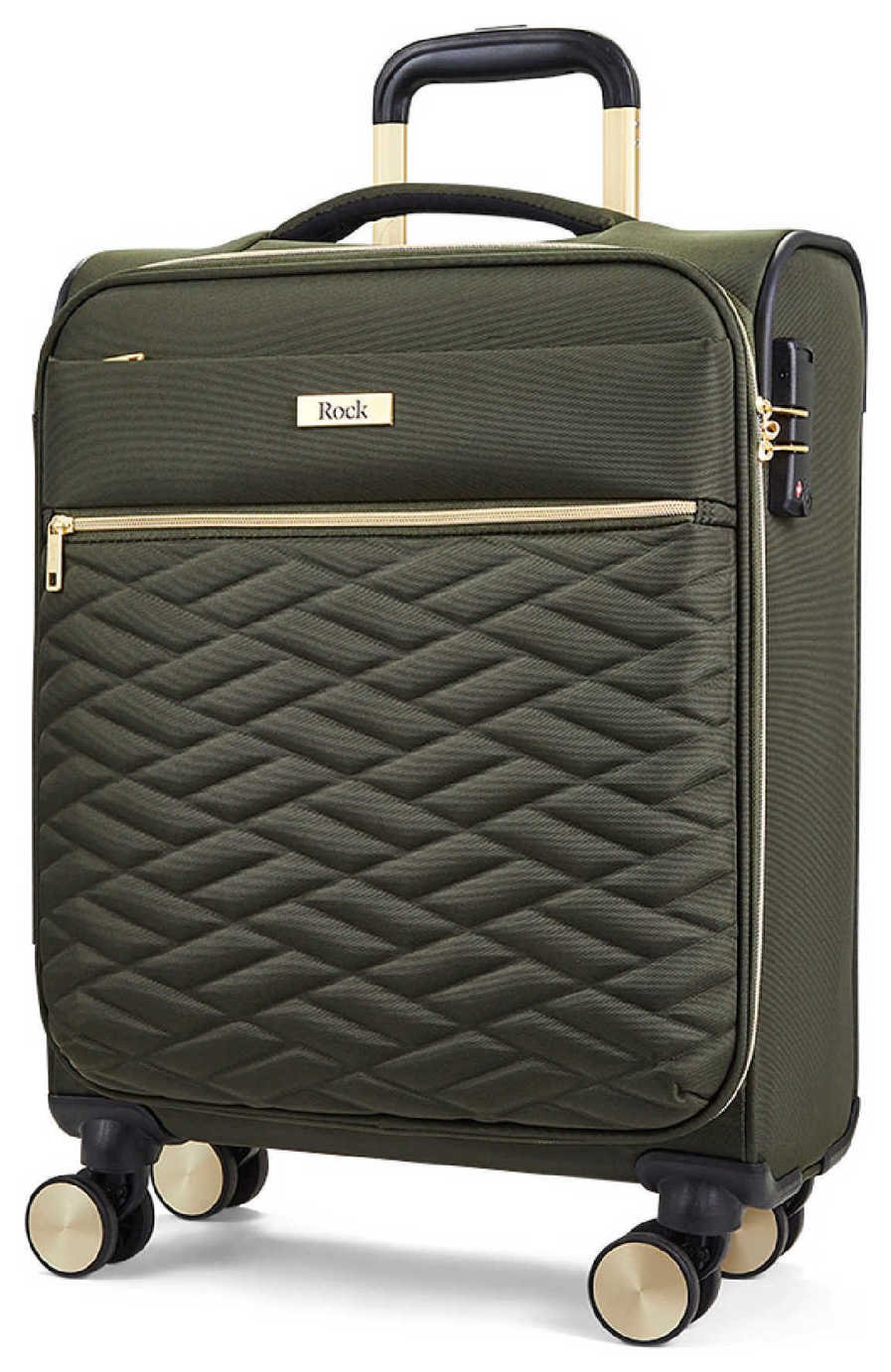 Rock Expandable 8 Wheel Soft Suitcase - Khaki