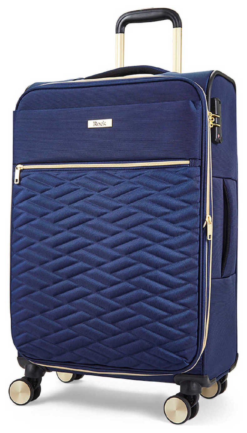 Rock Expandable 8 Wheel Soft Suitcase - Navy