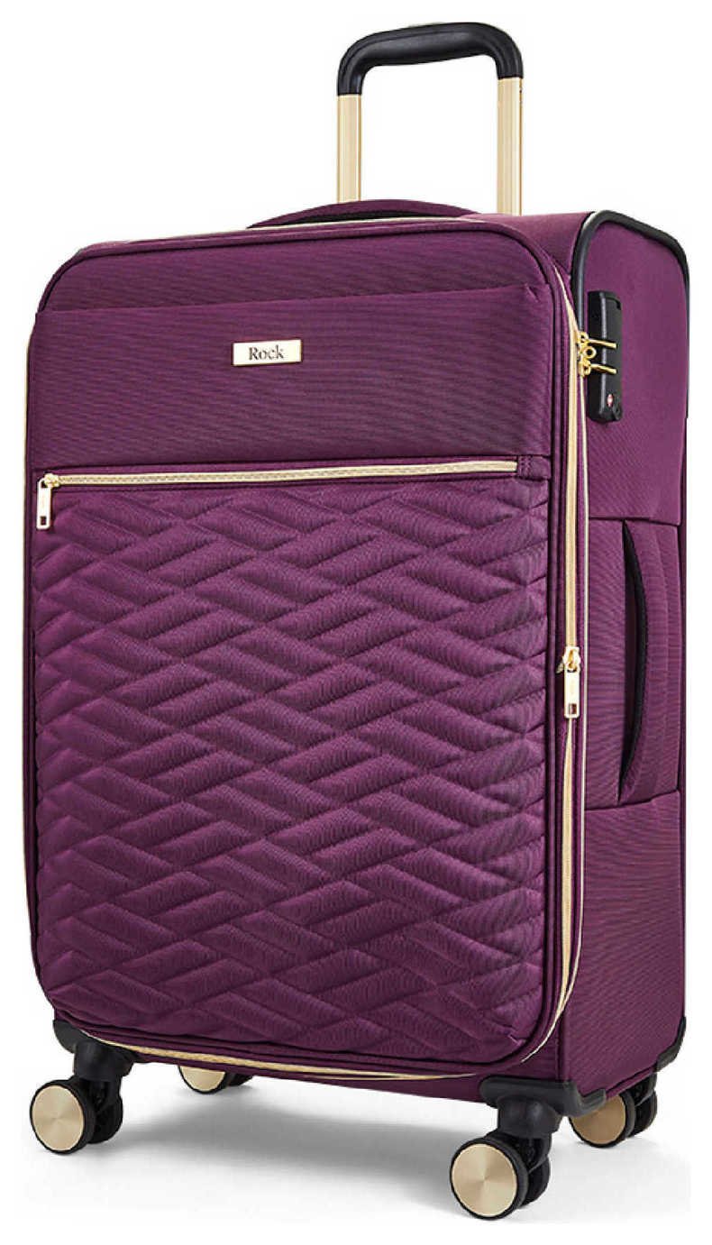 Rock Expandable 8 Wheel Soft Suitcase - Purple