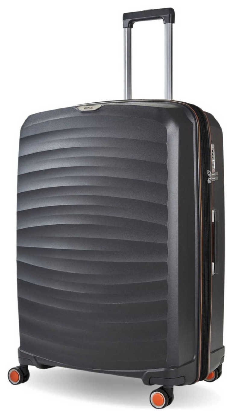 Rock Expandable 8 Wheel Hard Suitcase - Large, Charcoal