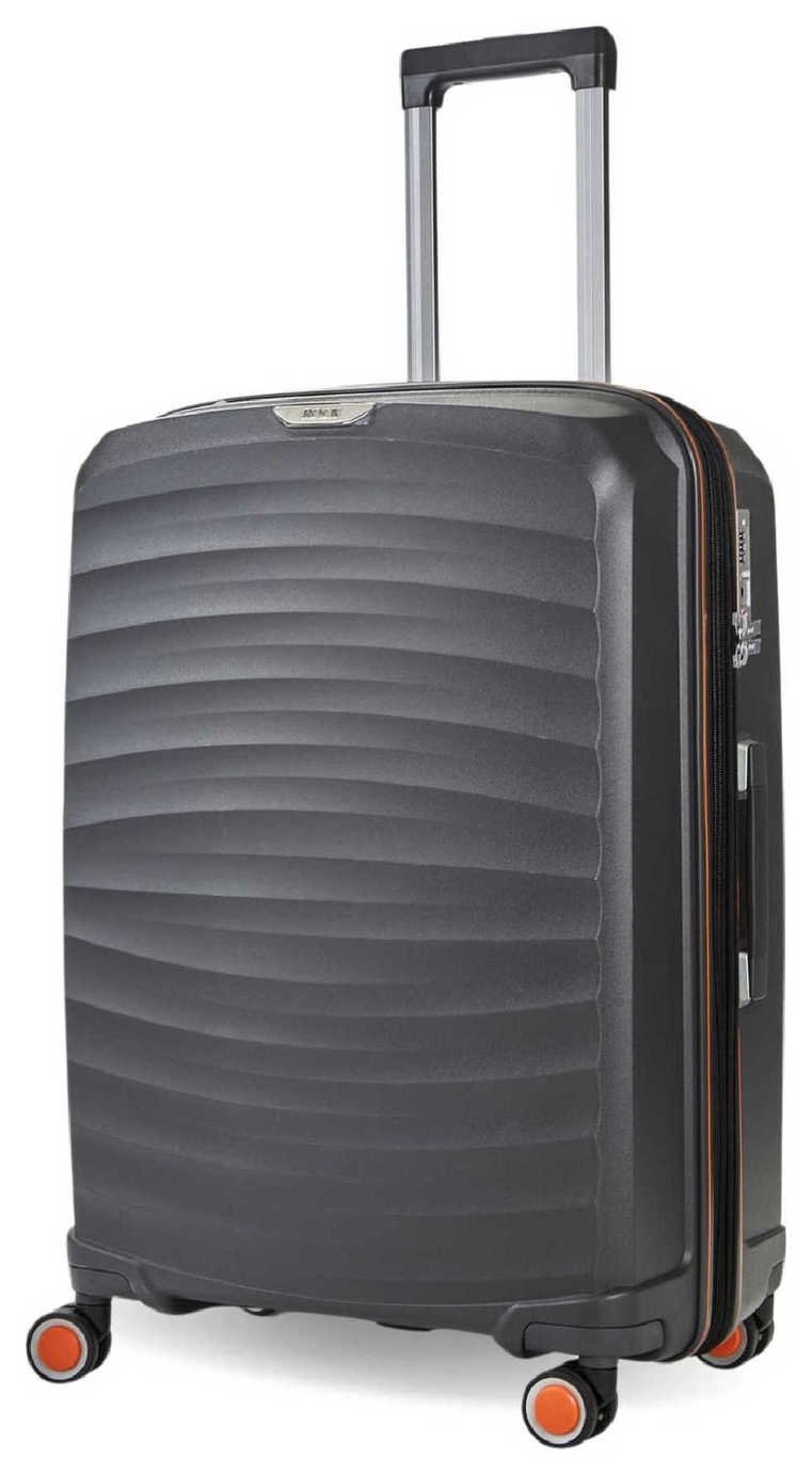 Rock Expandable 8 Wheel Hard Suitcase - Charcoal