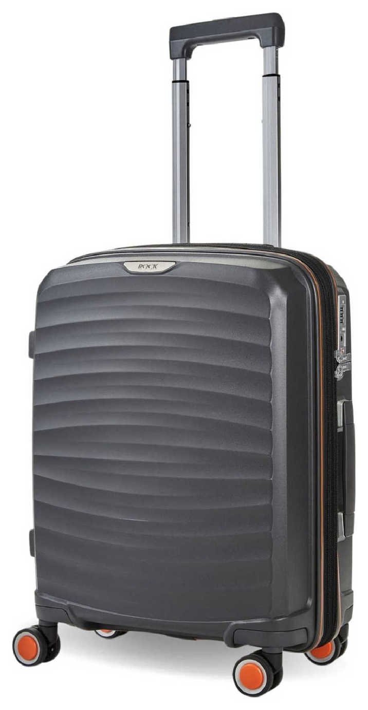Rock Expandable 8 Wheel Hard Suitcase - Charcoal