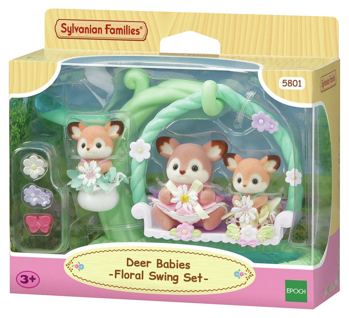 Sylvanian Deer Babies Floral Swing Set