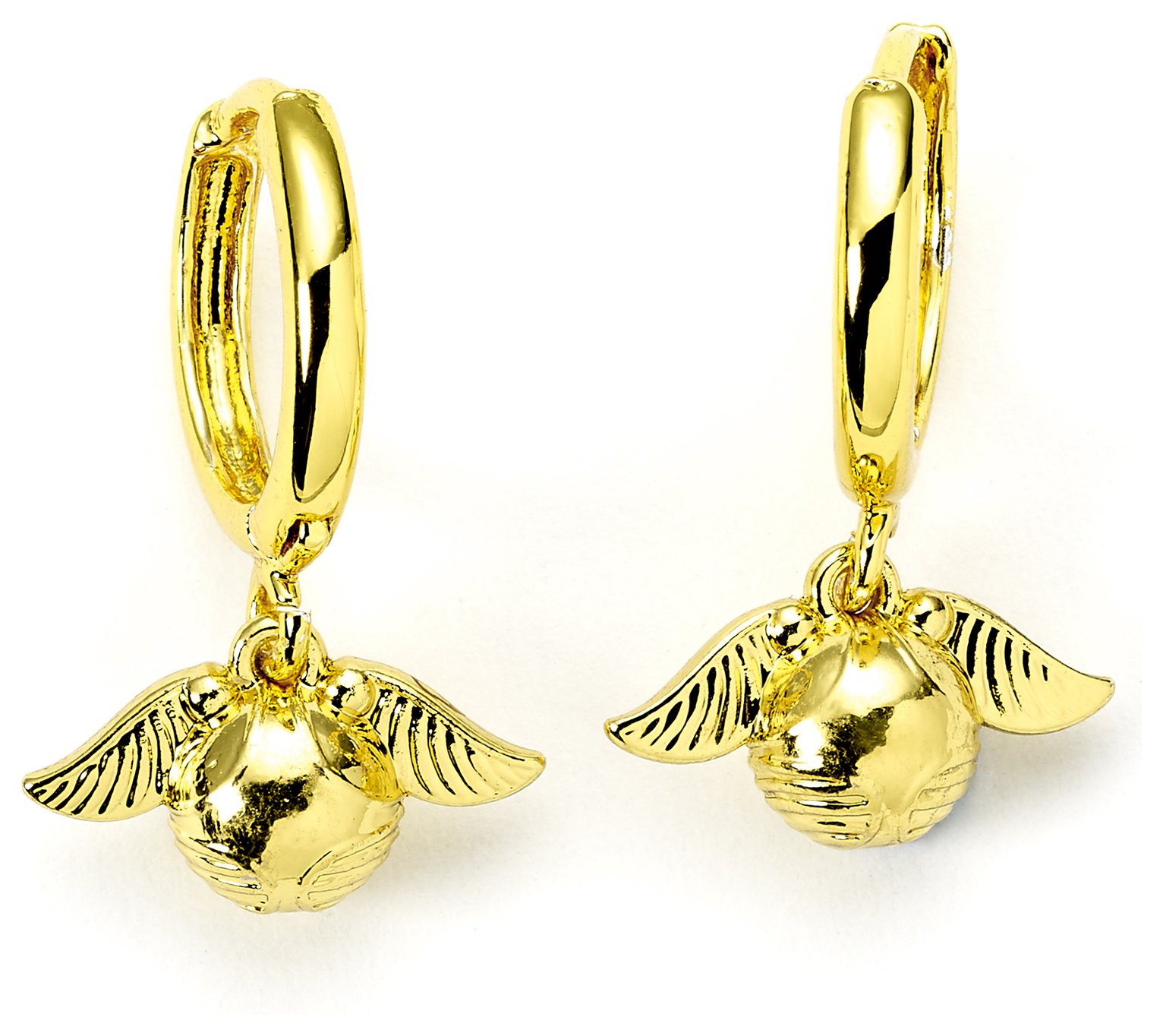 Harry Potter Golden Snitch Gold Tone Huggie Earrings