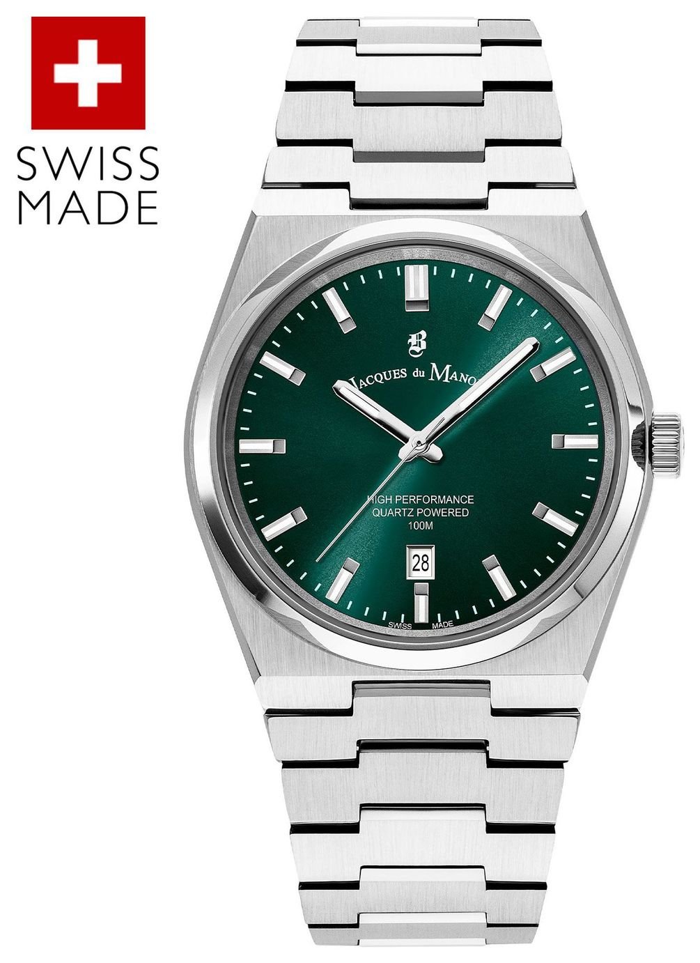 Jacques du Manoir Mens Horizon Silver Plated Bracelet Watch