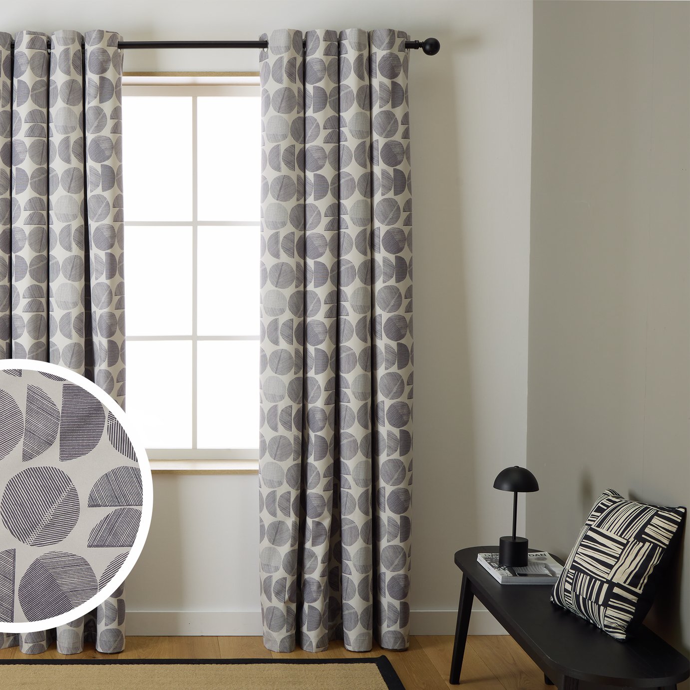Habitat Circles Blackout Eyelet Curtain