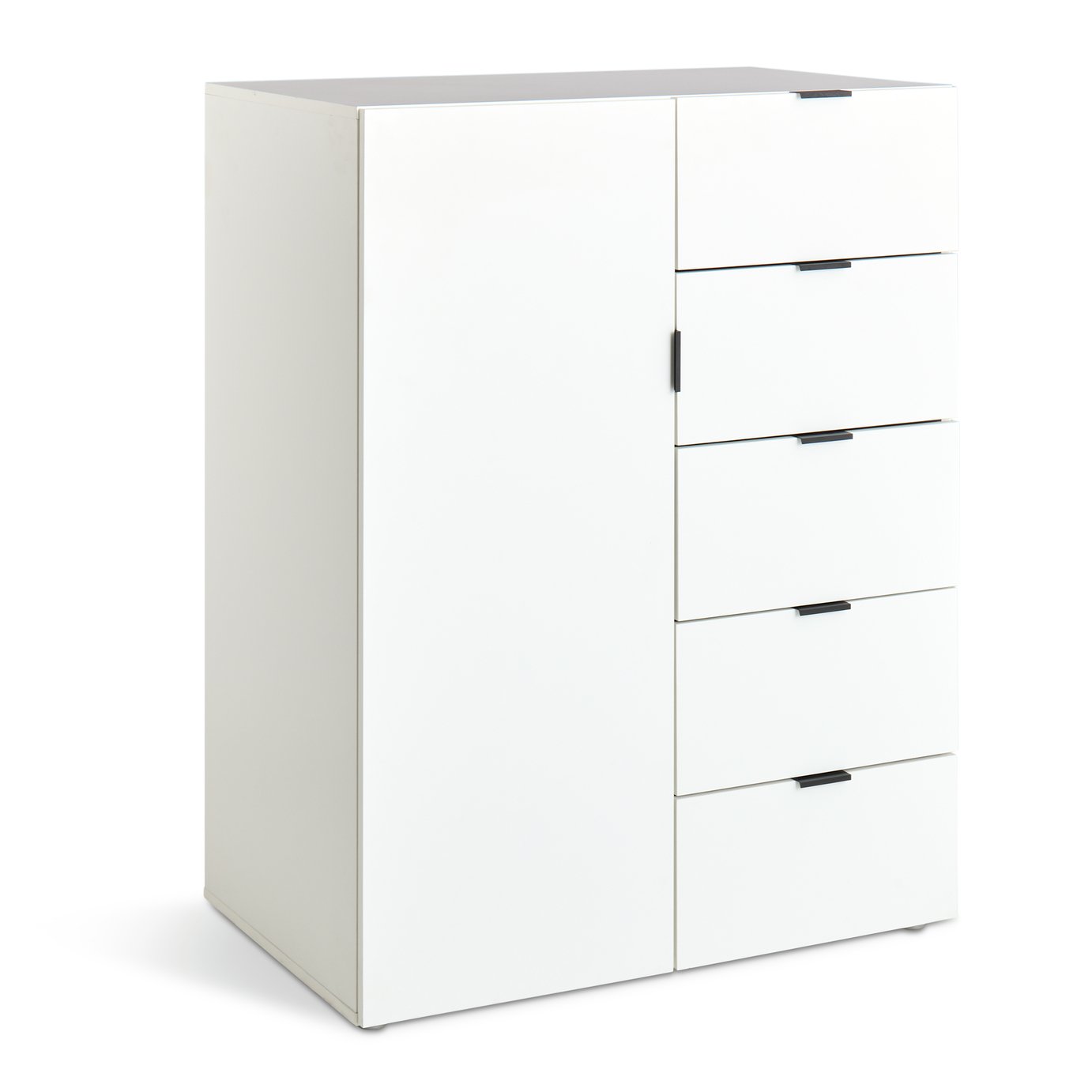 Habitat Zeke 1 Door 5 Drawer Short Wardrobe - White