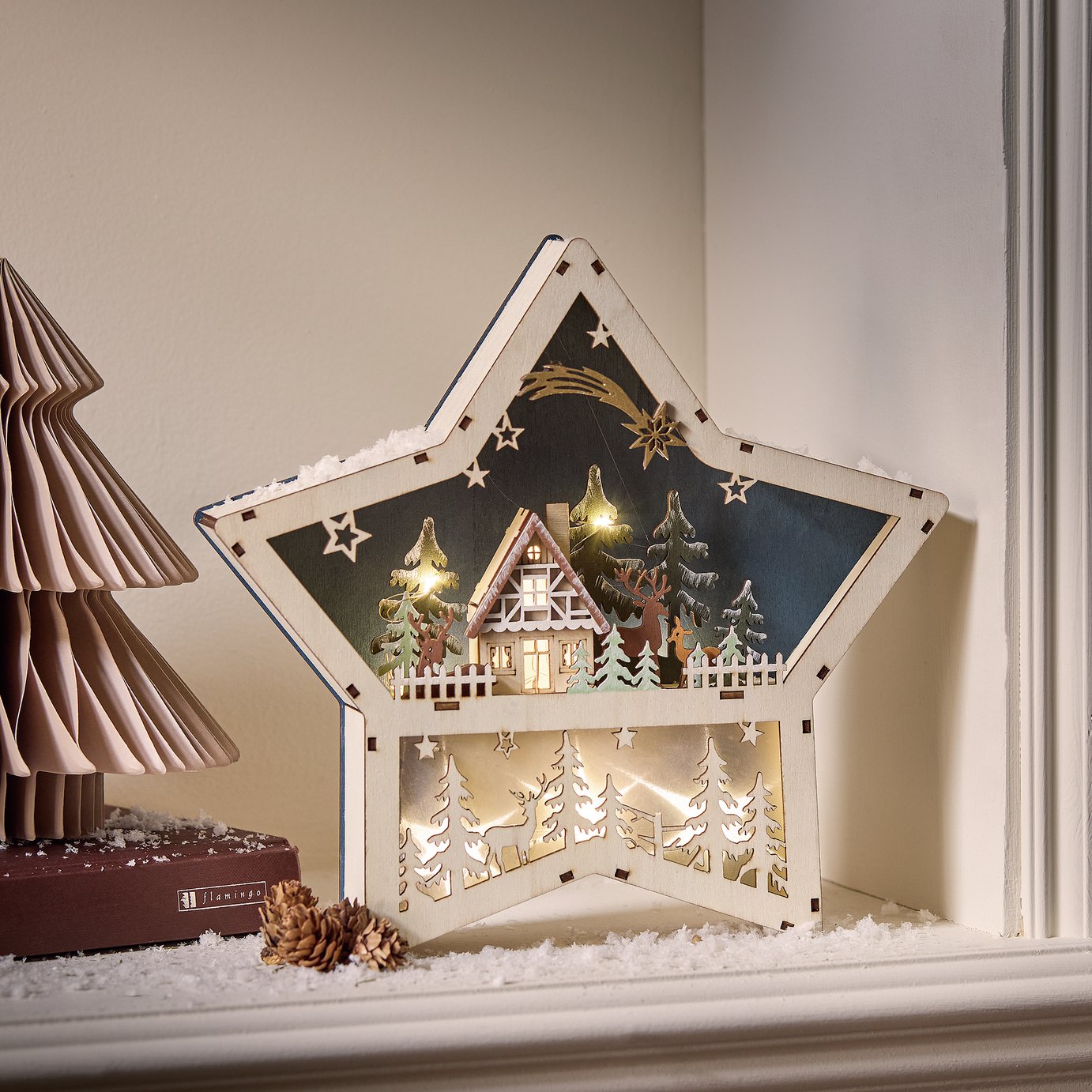 Habitat Winter Scene Wooden Nightlight Christmas Decoration