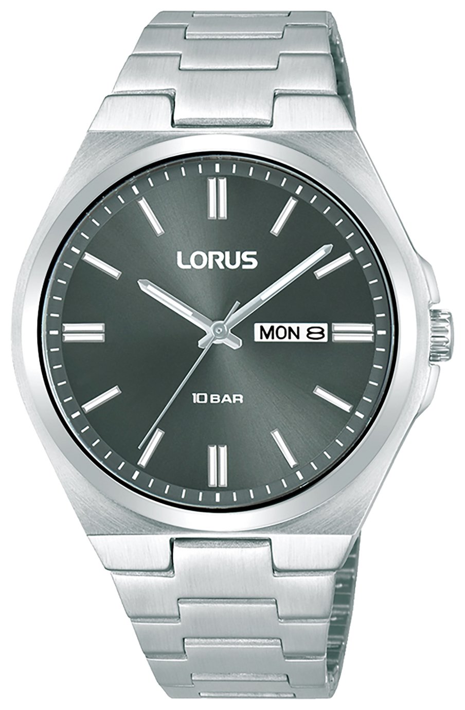 Lorus Dark Grey Sunray Dial Silver Colour Bracelet Watch