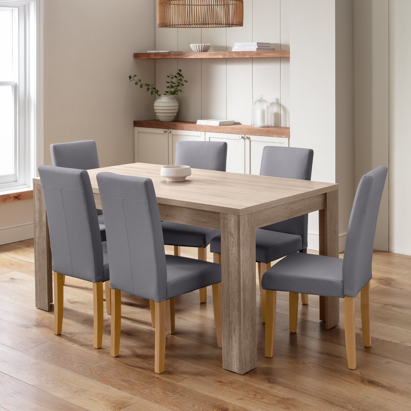 Argos Home Preston Oak Dining Table & 6 Chairs