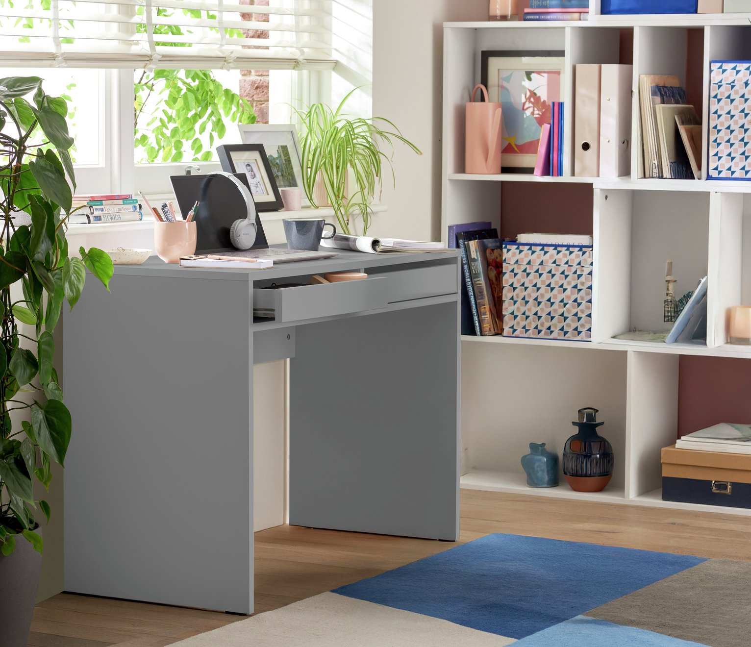 Argos Home Pepper 2 Drawer Desk - Grey