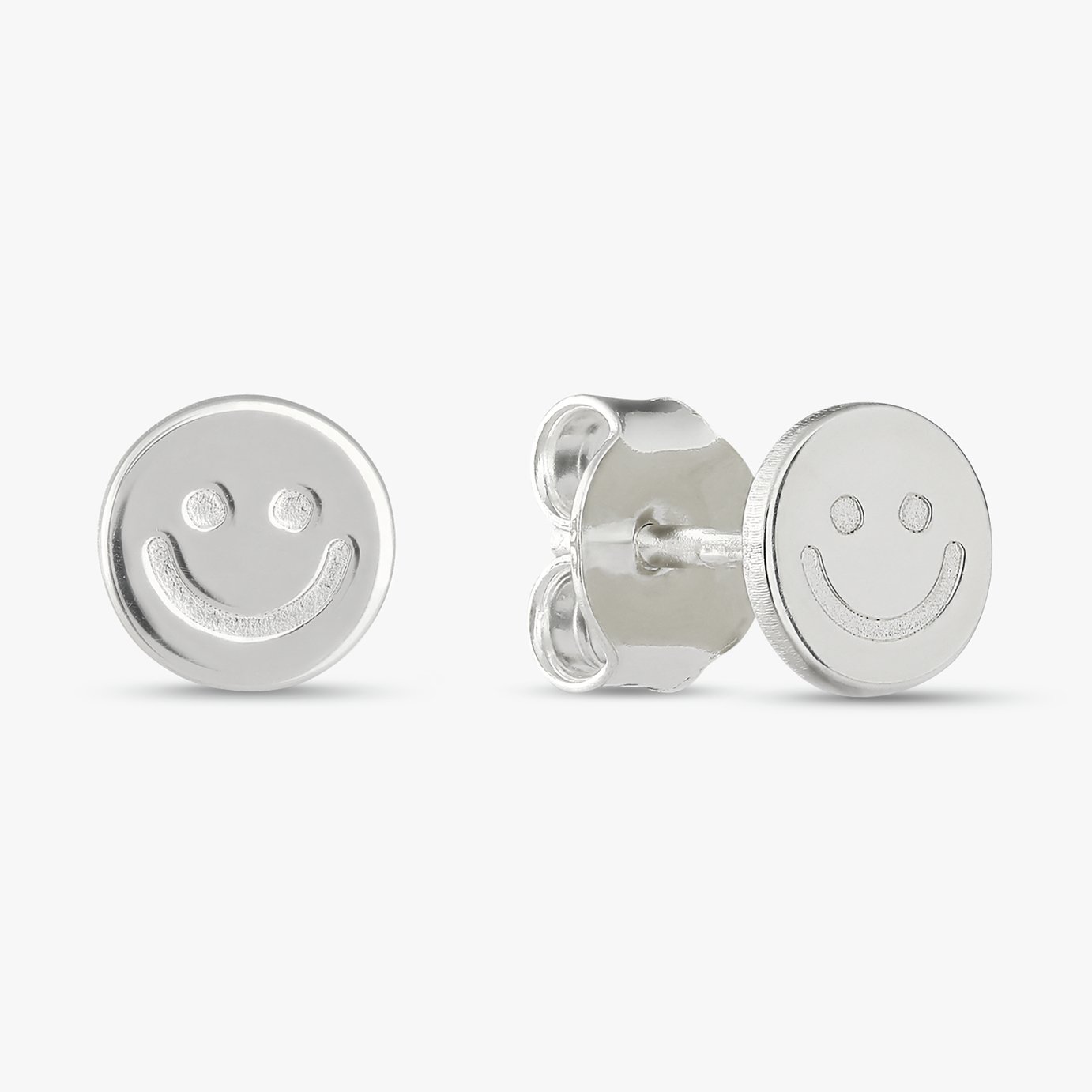 Revere Sterling Silver Smile Face Stud Earrings
