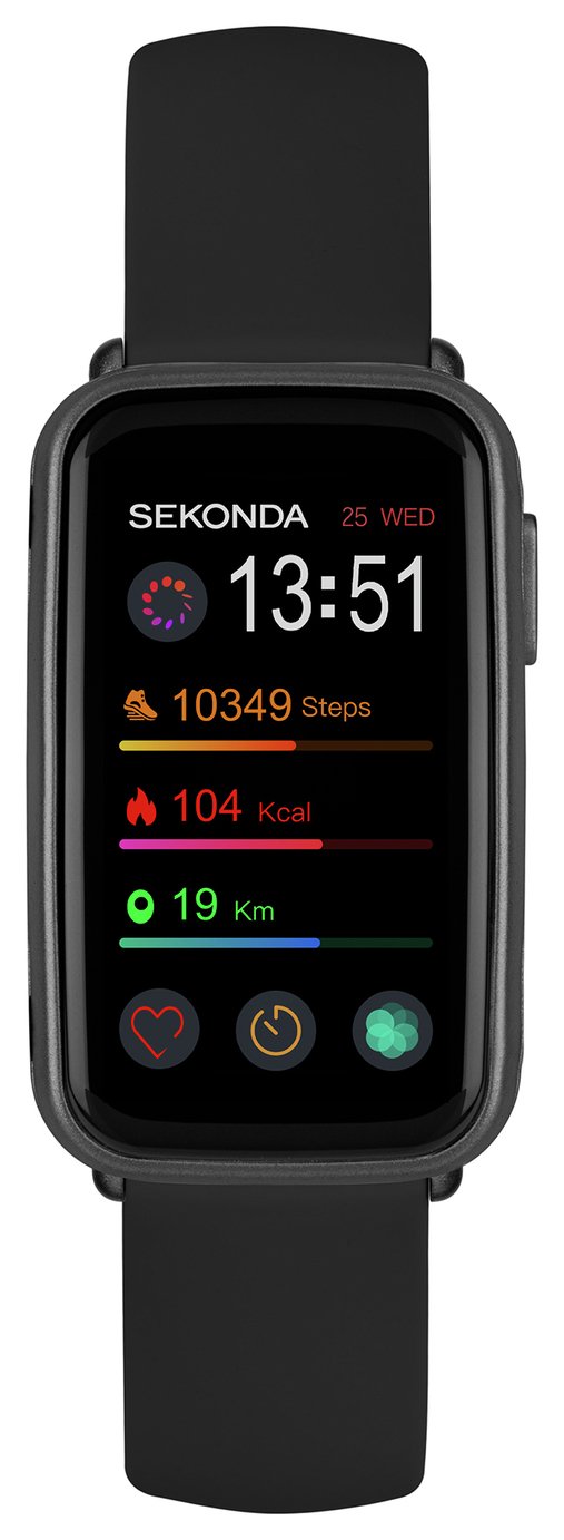 Sekonda Black Silicone Strap Fitness Tracker Smart Watch