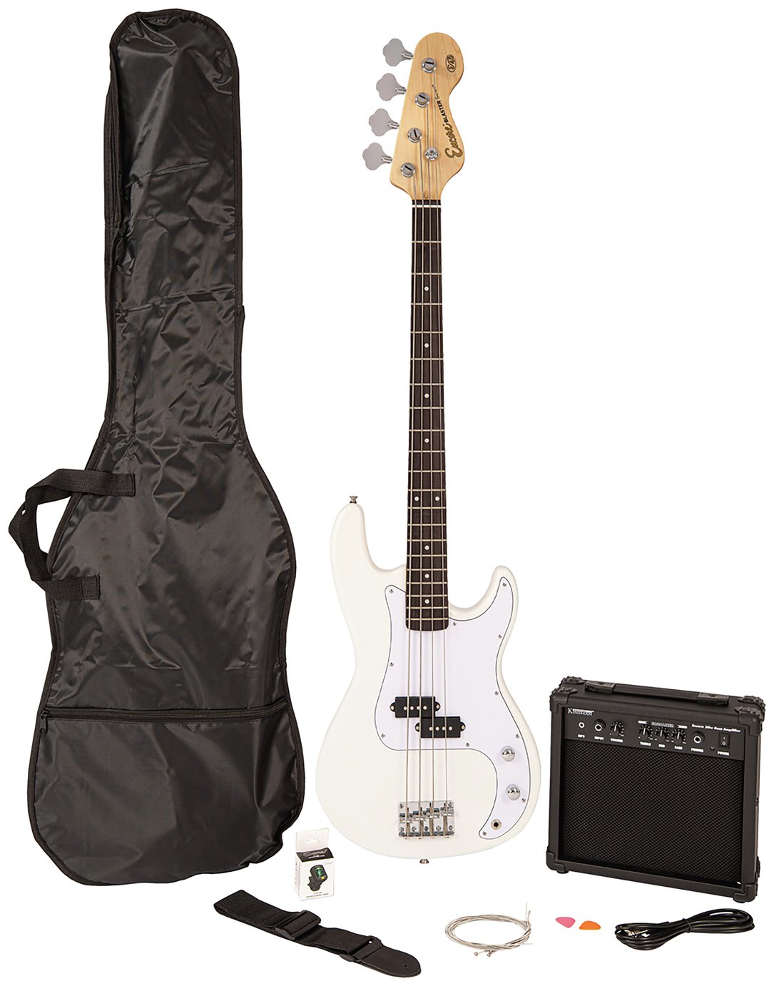 Encore Blaster E40 Full Size Electric Guitar Bass Pack White