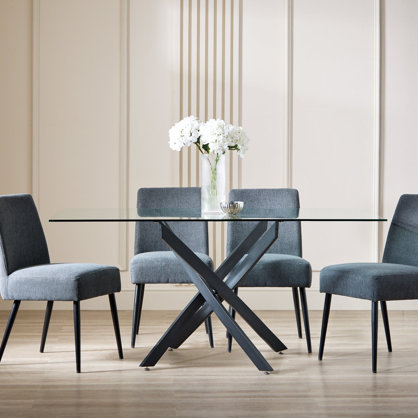 Argos Home Blake Metal & Glass 6 Seater Dining Table - Black