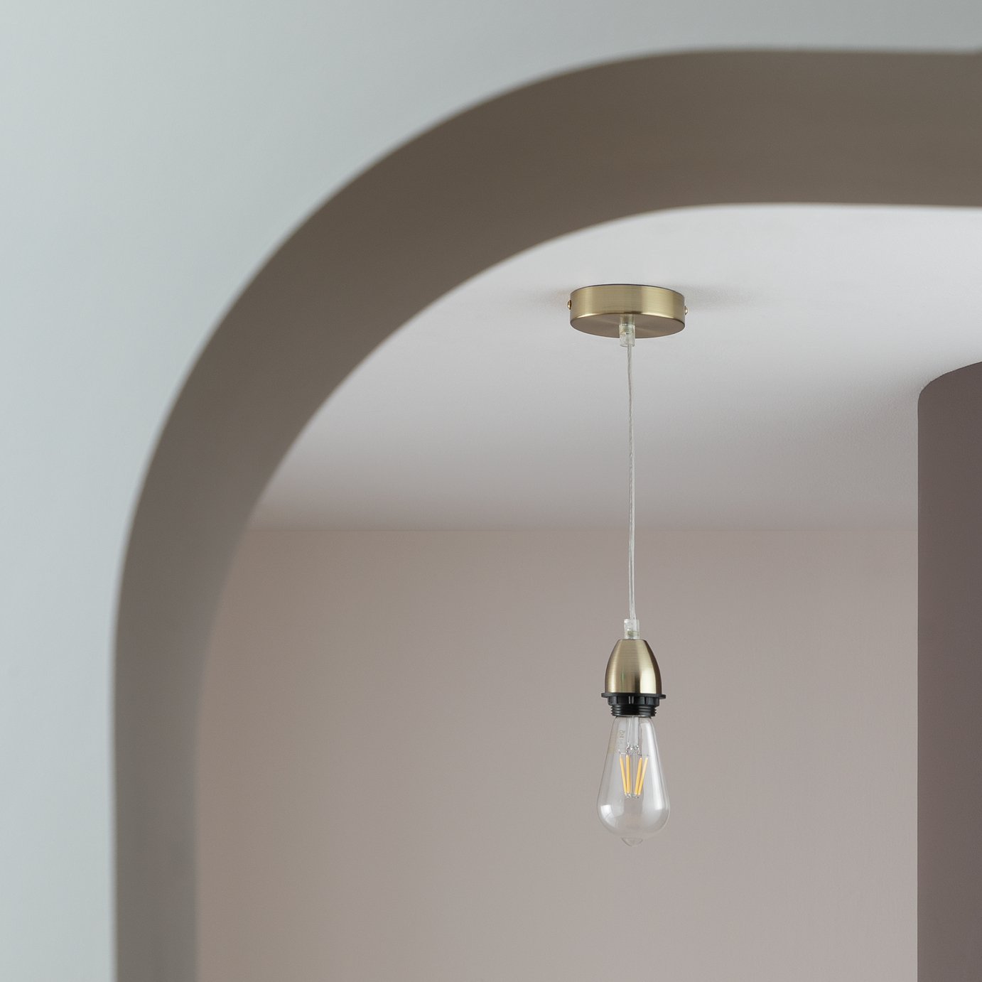 Habitat Metal Pendant Light - Brass